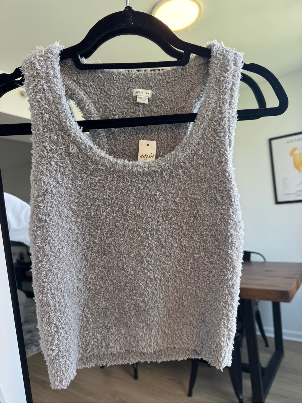 aerie Light Gray Plush Fuzzy Tank